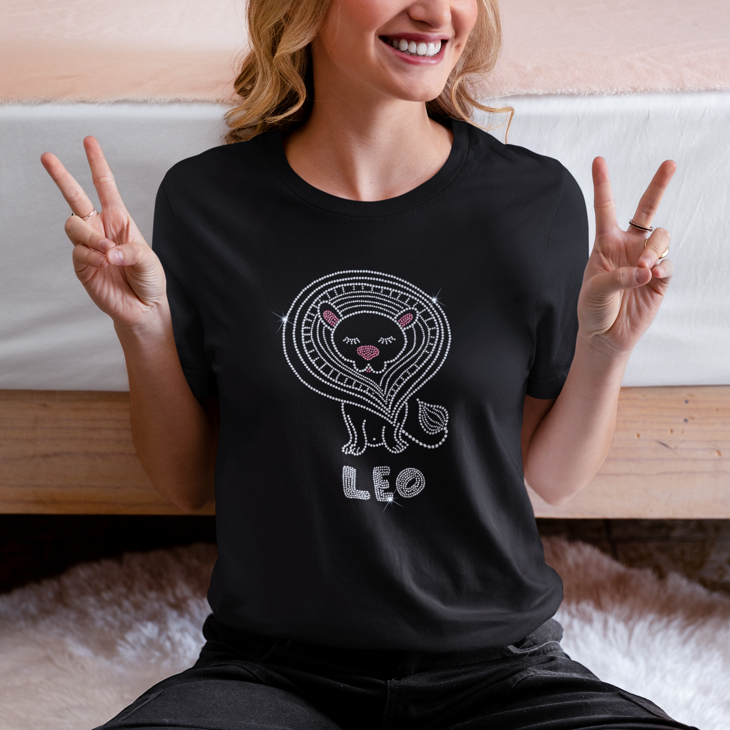 Leo Rhinestone Zodiac T-Shirt | The Dazzle District
