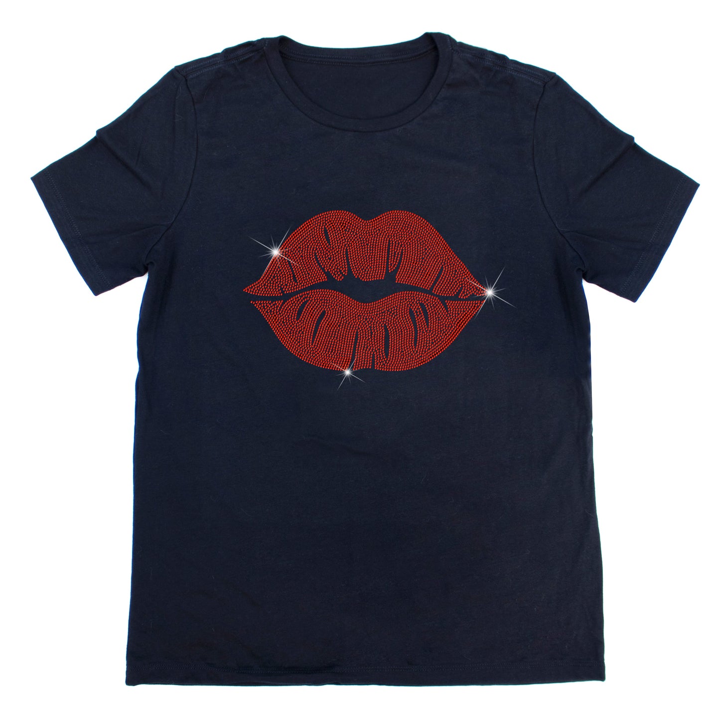 Red Lips Sparkle Rhinestone T-Shirt | The Dazzle District