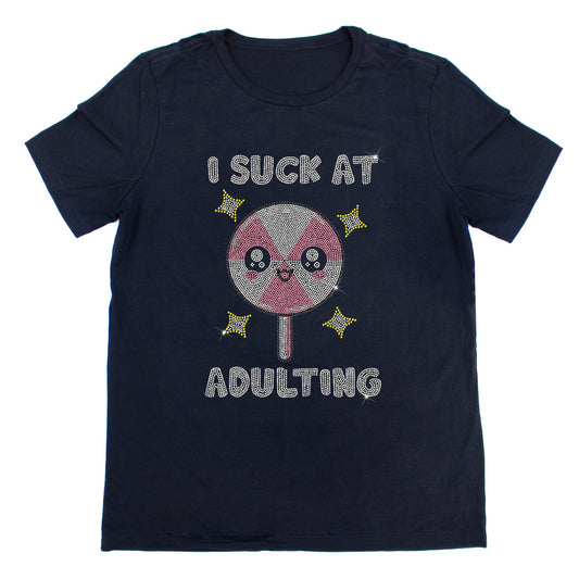 I Suck at Adulting Rhinestone T-Shirt | The Dazzle District