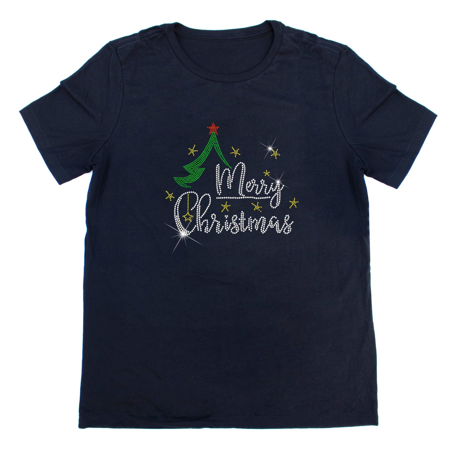 Merry Christmas with Tree Rhinestone T-Shirt | The Dazzle District