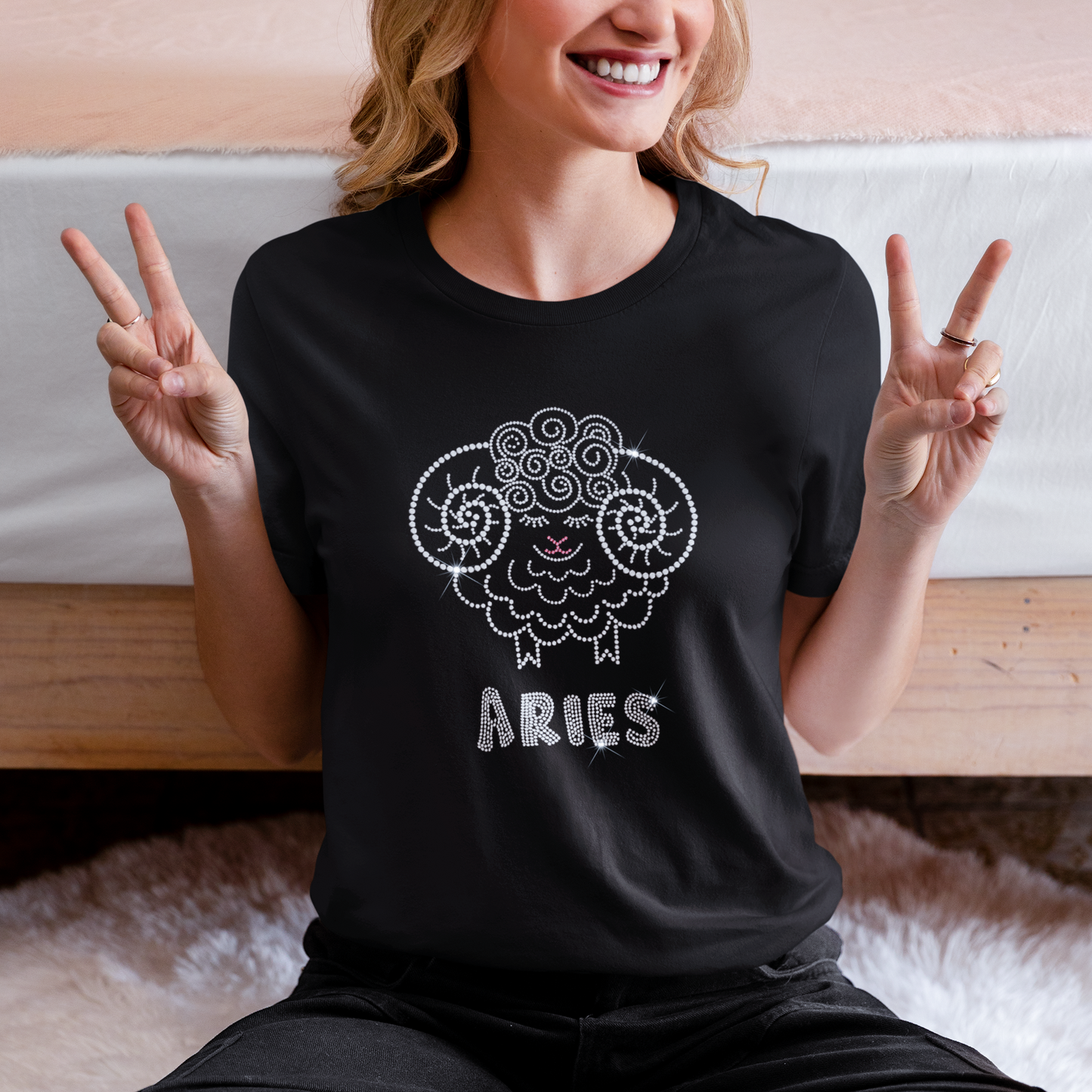 Aries Rhinestone Zodiac T-Shirt | The Dazzle District