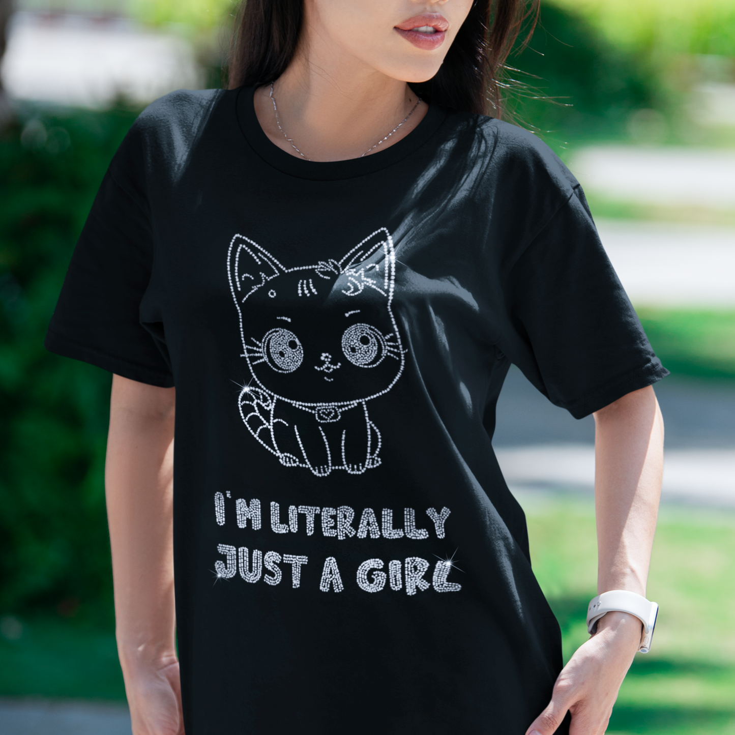 I'm Literally Just a Girl Rhinestone T-Shirt | The Dazzle District