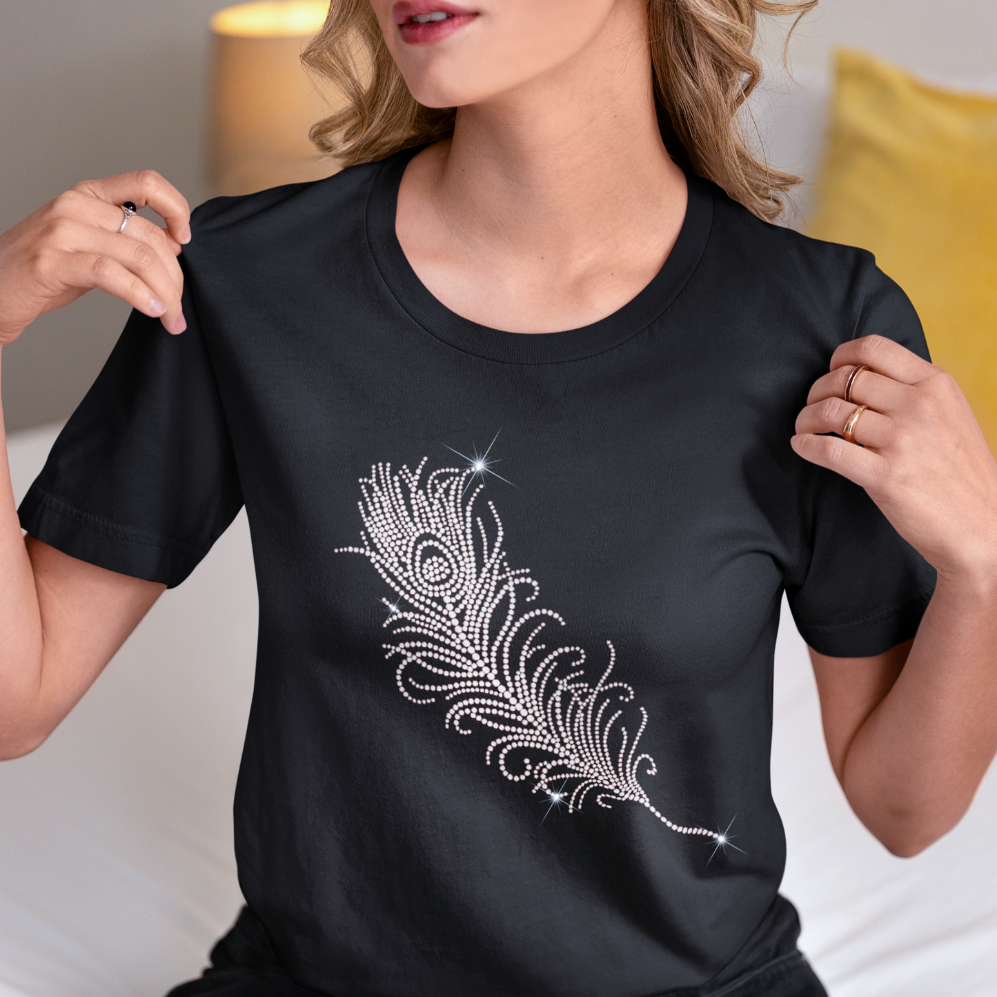 Feather Rhinestone T-Shirt | The Dazzle District