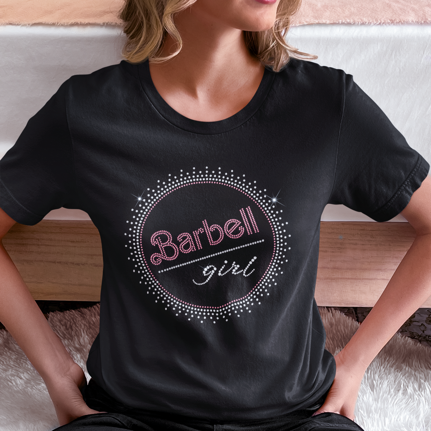 Barbell Girl Rhinestone T-Shirt | The Dazzle District