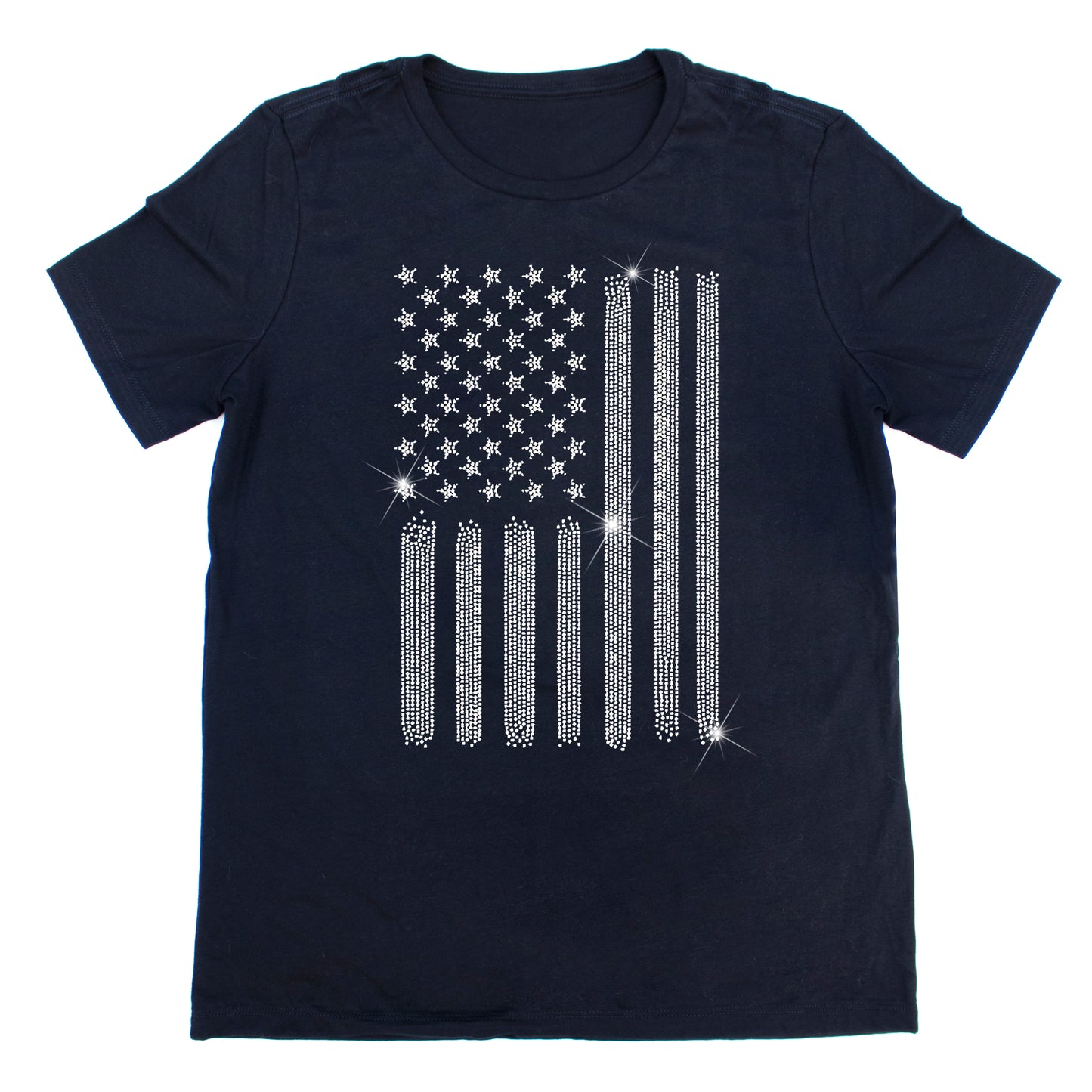 Skull Sparkly Rhinestone T-Shirt | American Flag | The Dazzle District