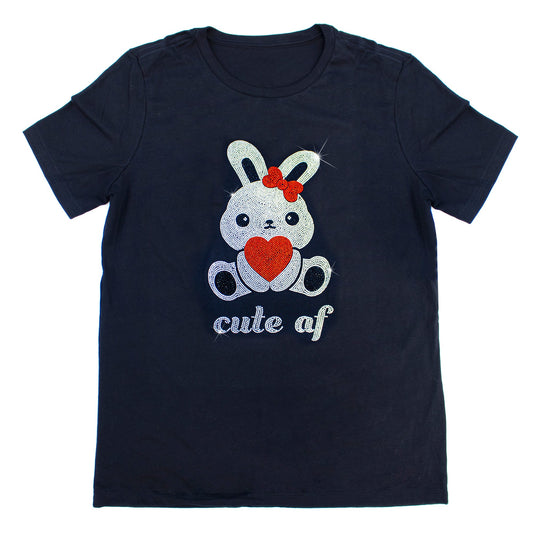 Cute AF Bunny Rhinestone T-Shirt | The Dazzle District