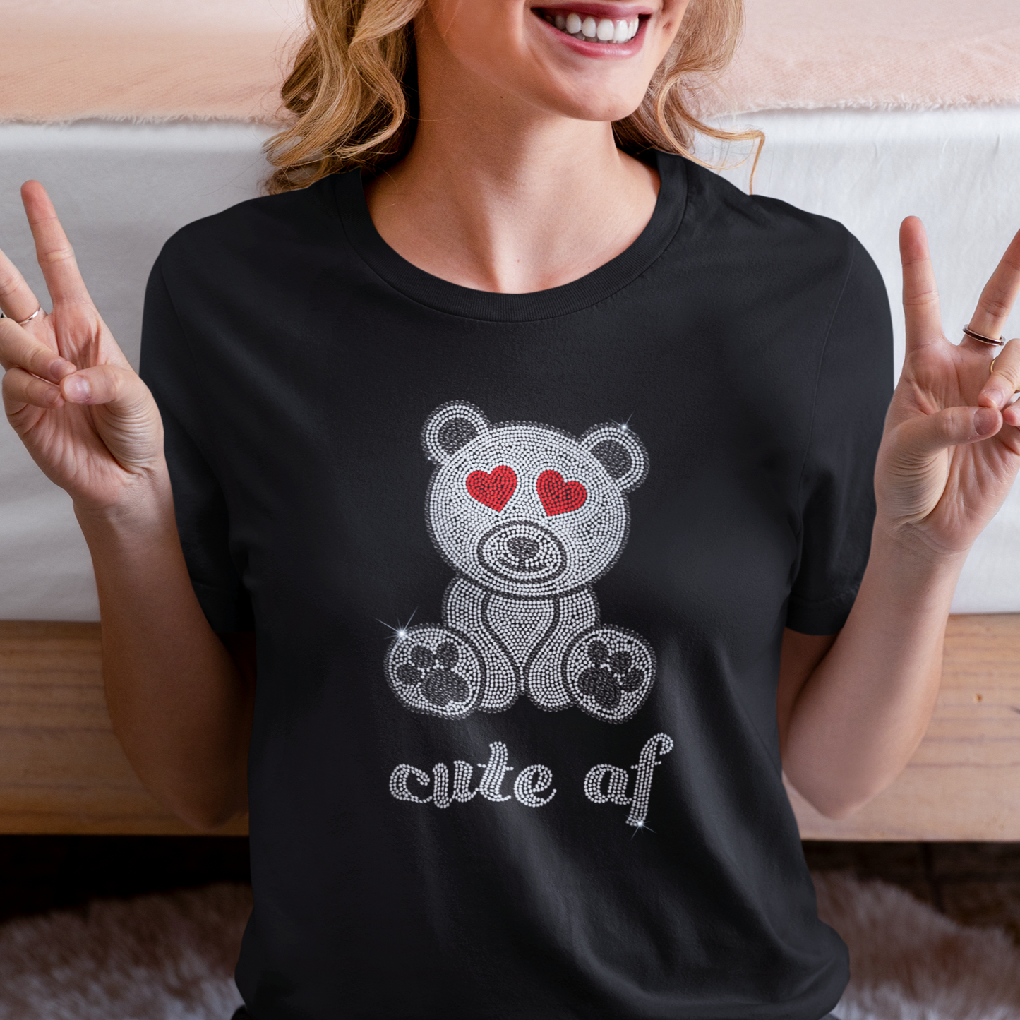 Cute AF Bear Rhinestone T-Shirt | The Dazzle District