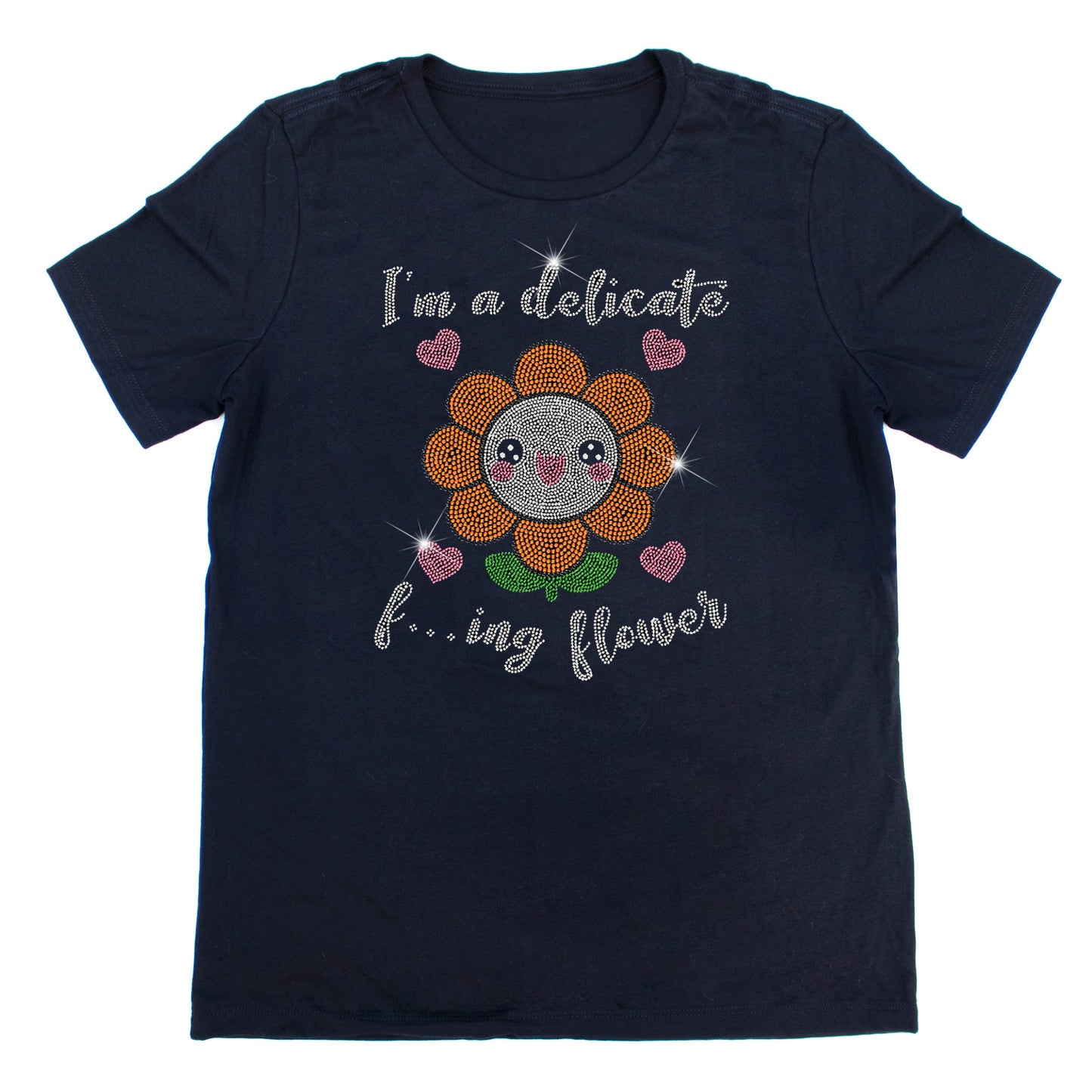 Delicate Flower Sparkle Rhinestone T-Shirt | The Dazzle District