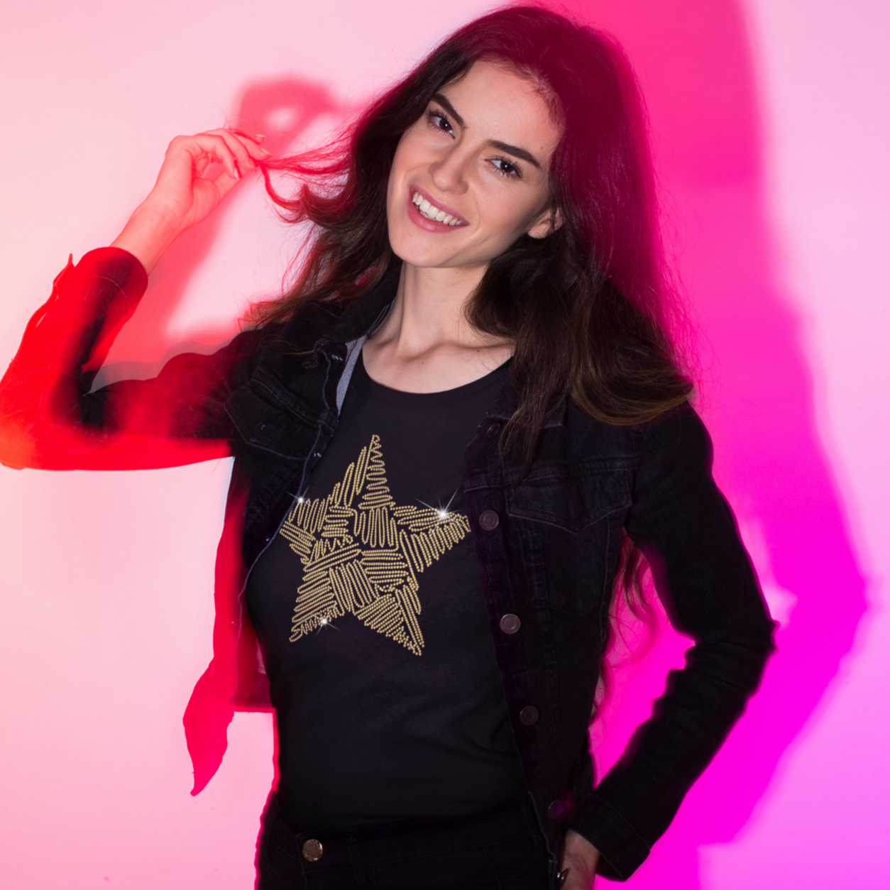 Golden Star Rhinestone T-Shirt | The Dazzle District