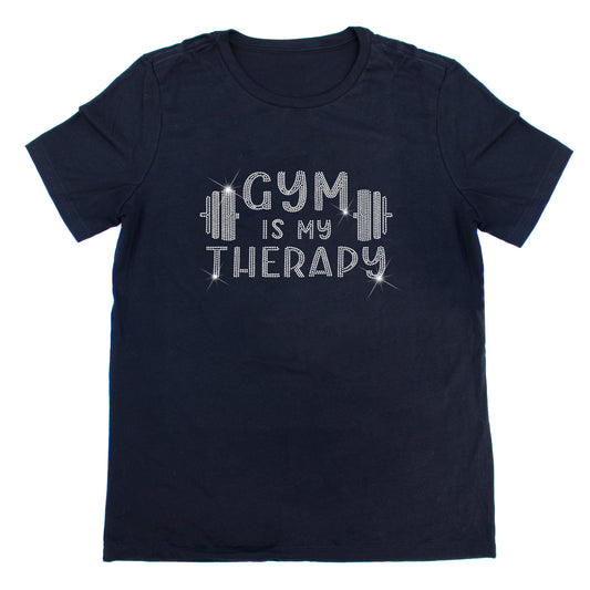 Gym is My Therapy Gym Rhinestone T-Shirt | The Dazzle District