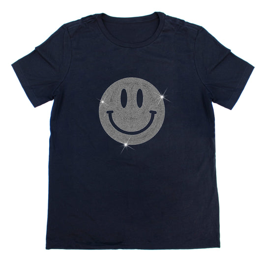 Smiley Face Sparkle Rhinestone T-Shirt | The Dazzle District