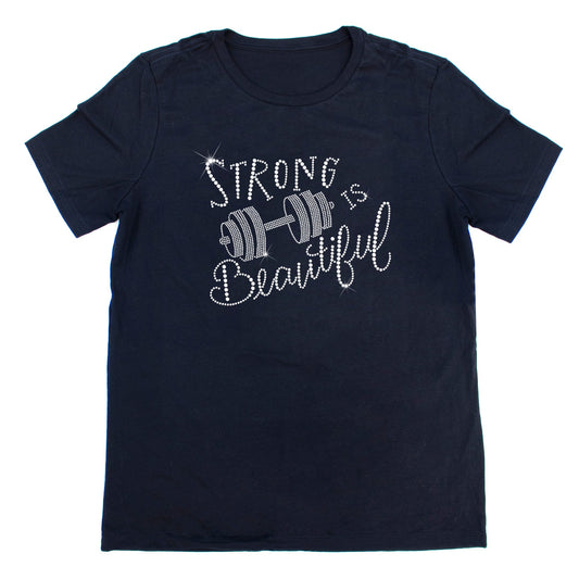 Strong Is Beautiful Sparkle Rhinestone T-Shirt | The Dazzle District