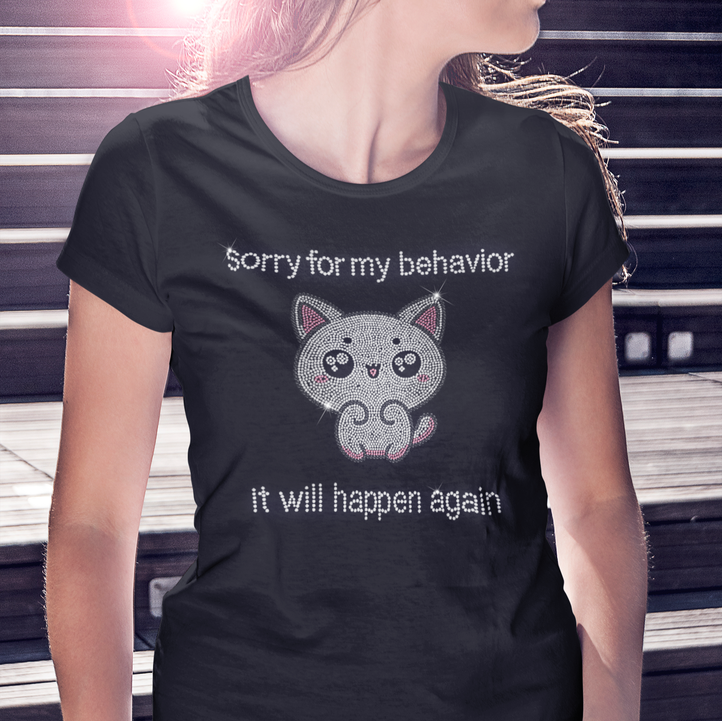 I'm Sorry About My Behavior Rhinestone T-Shirt | The Dazzle District