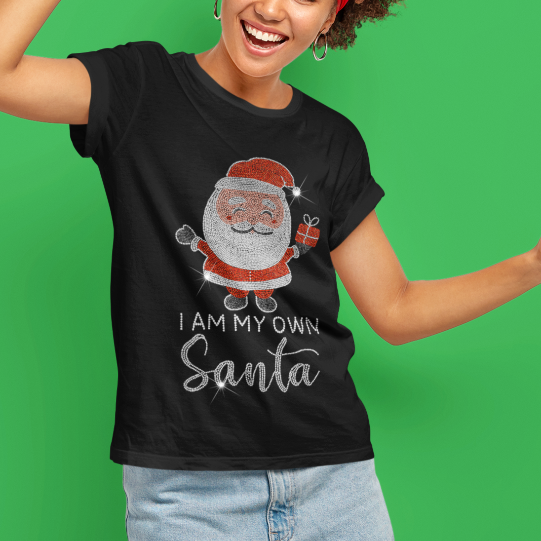 I am My Own Santa Sparkle Rhinestone T-Shirt |  The Dazzle District