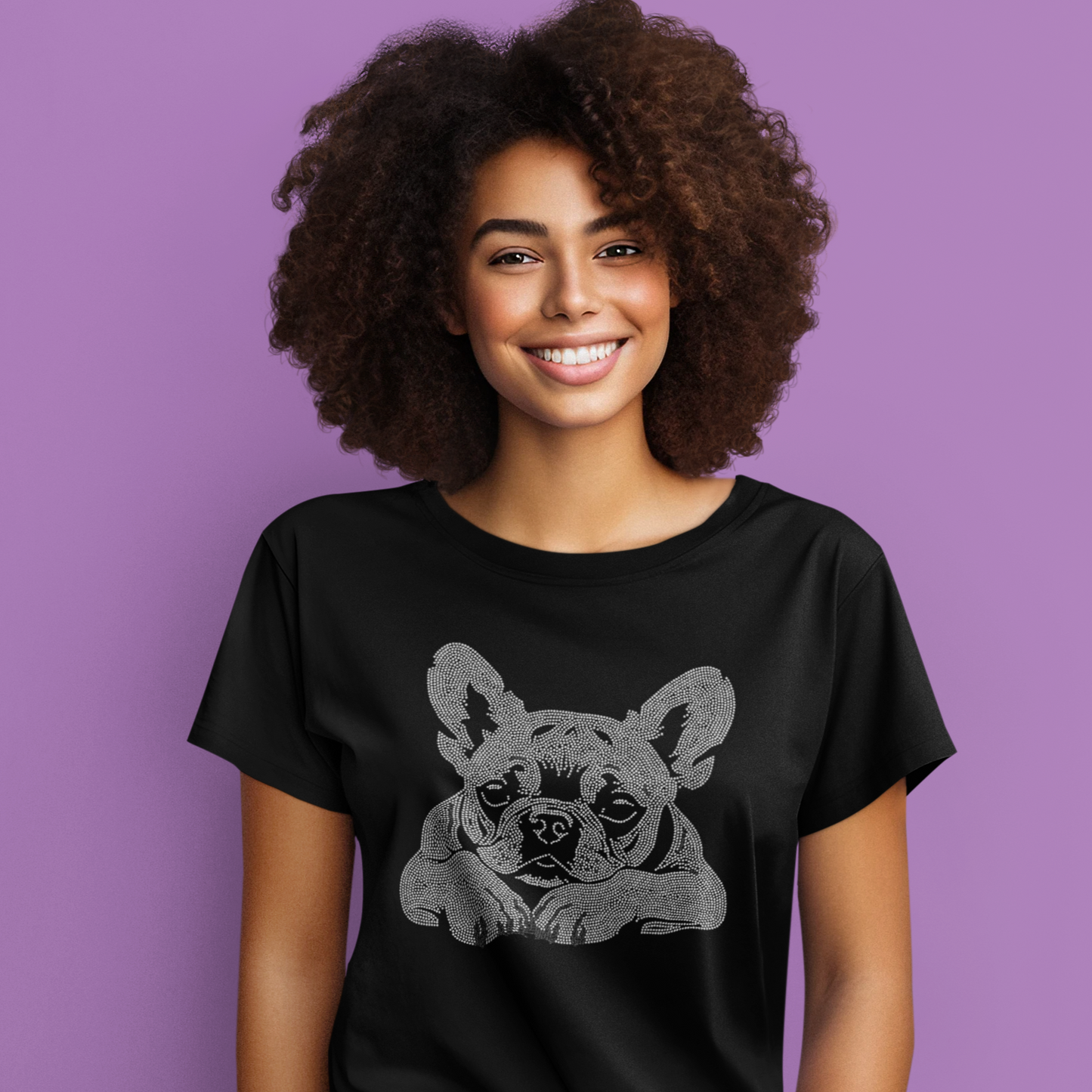 Cute Frenchie Rhinestone T-Shirt | The Dazzle District